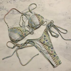 Paisley&Ditsy Floral Tie Side Bikini Swimsuit